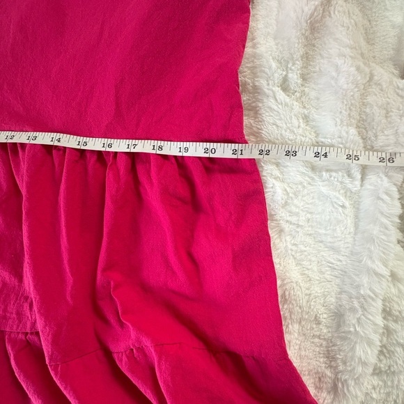 Every Day V-Neck Vibrant Pink Tiered Cotton Dress Size: Large - Picture 6 of 9